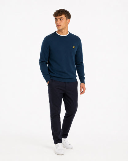 Lyle & Scott Cotton Merino Crew Neck Sweater - Aegean Blue