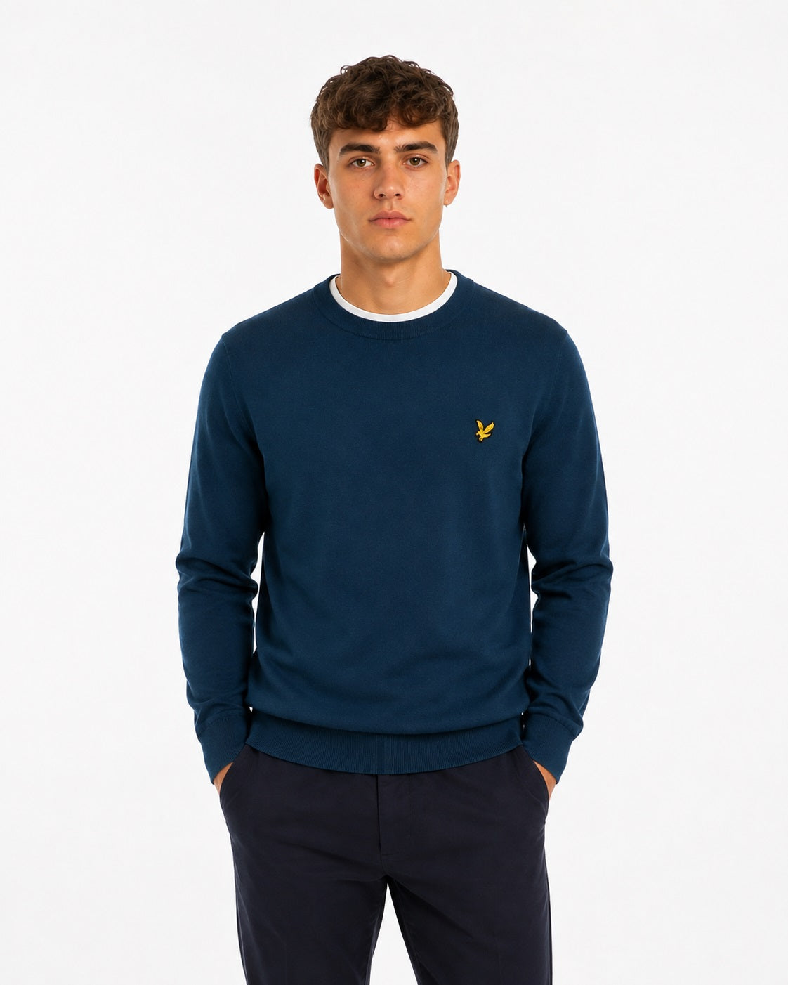 Lyle & Scott Cotton Merino Crew Neck Sweater - Aegean Blue