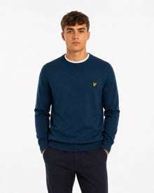 Lyle & Scott Cotton Merino Crew Neck Sweater - Aegean Blue