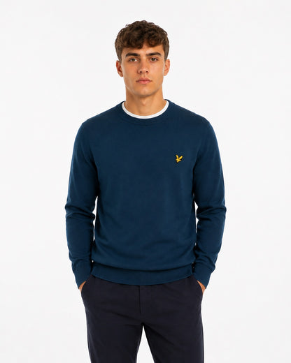 Lyle & Scott Cotton Merino Crew Neck Sweater - Aegean Blue