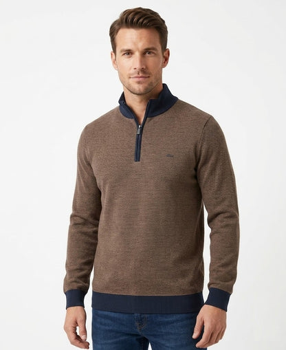 Dario Beltran Half Zip Sweater 630 - Brown