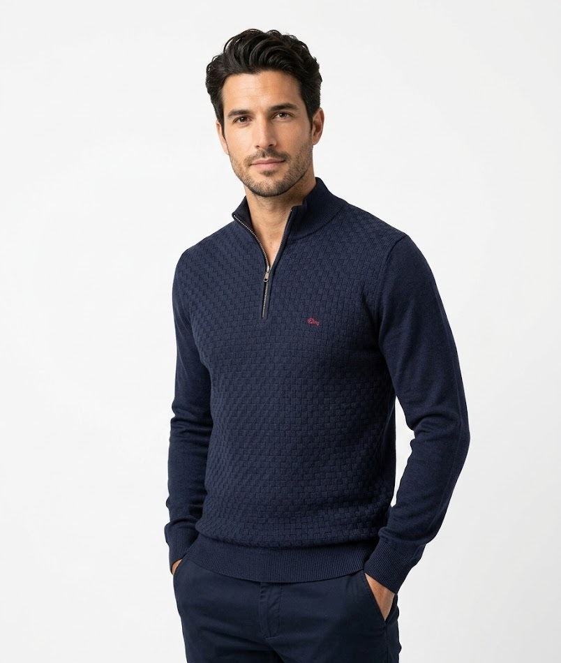 Dario Beltran Half Zip Sweater - 402 Navy