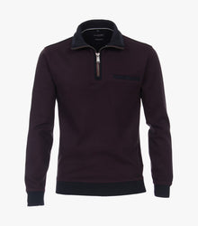 Casa Moda Troyer Half Zip Sweatshirt 433 - Bordeaux Red