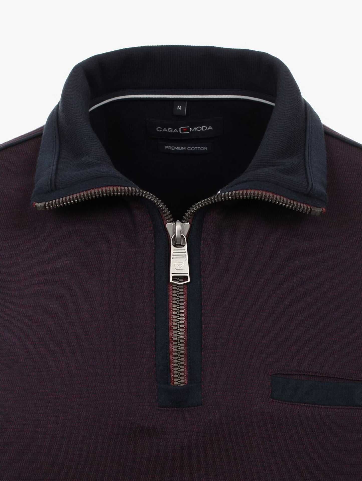 Casa Moda Troyer Half Zip Sweatshirt 433 - Bordeaux Red