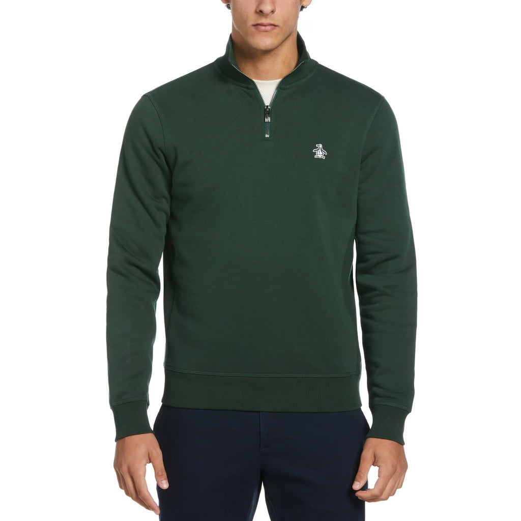 Original Penguin Sticker Pete Fleece Organic Cotton Half Zip Sweatshirt - Sycamore