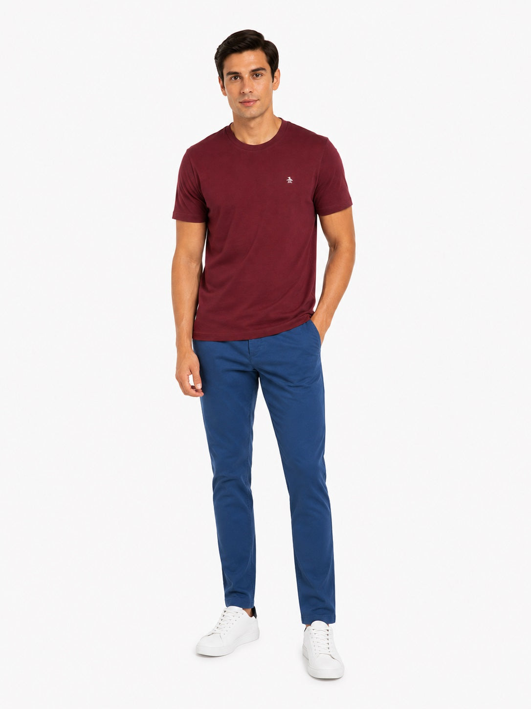 Original Penguin Pin Point Organic Cotton Embroidered Logo T-Shirt - Tawny Port