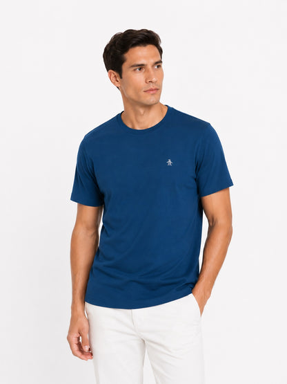 Original Penguin Pin Point Embroidered Logo T-Shirt - Poseidon Blue
