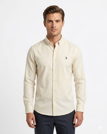Tom Penn Long Sleeve Oxford Casual Shirt 330 - Ivory