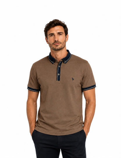 Tom Penn Short Sleeve Polo Shirt - Tan