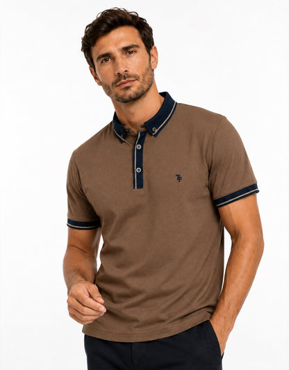 Tom Penn Short Sleeve Polo Shirt - Tan