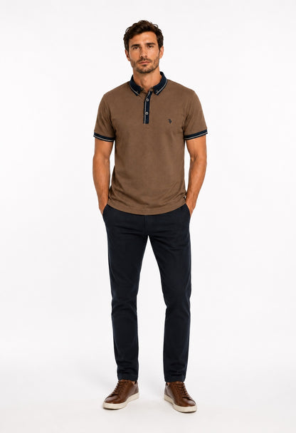 Tom Penn Short Sleeve Polo Shirt - Tan