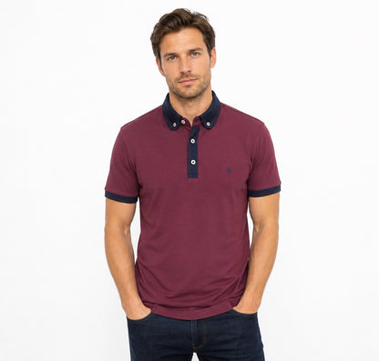Tom Penn Short Sleeve Polo Shirt - Burgundy