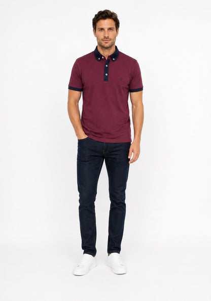 Tom Penn Short Sleeve Polo Shirt - Burgundy