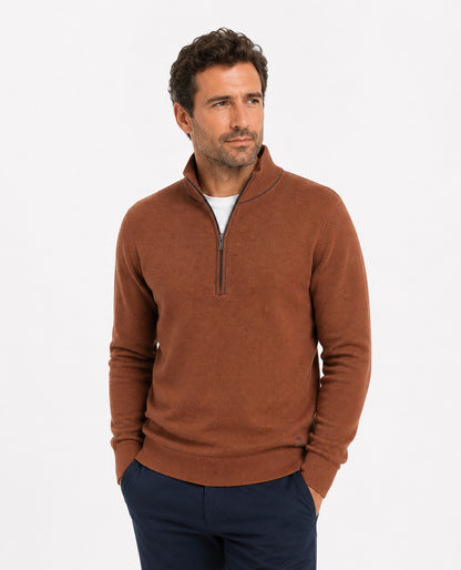 White Label Taylor Half Zip Sweater - Rust
