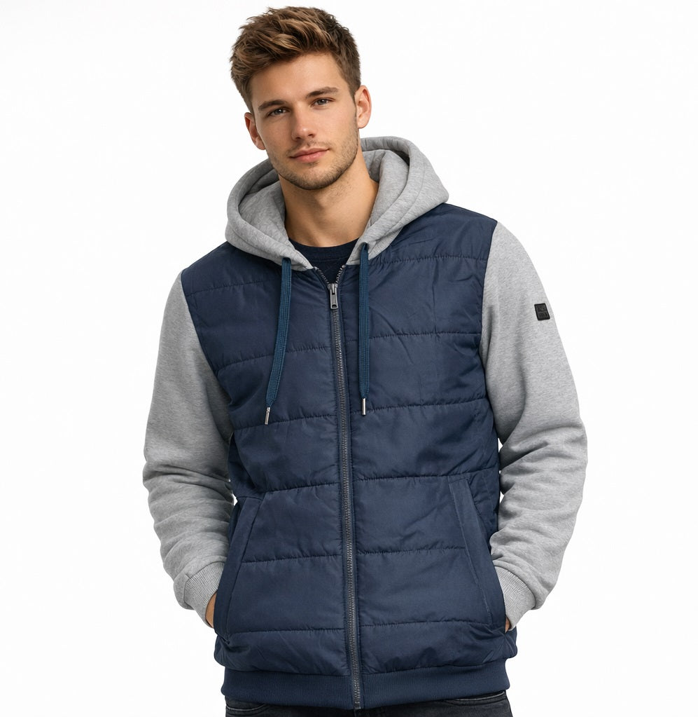 Diesel Sport Terry Full Zip Hooded Hybrid Jacket - Navy