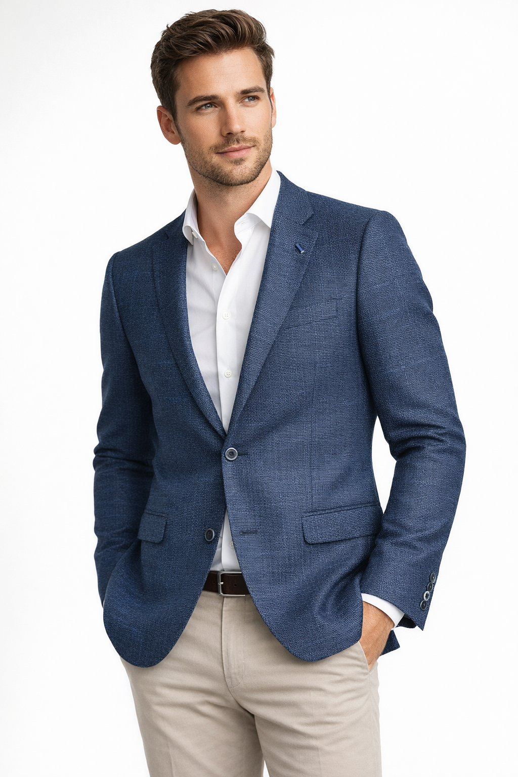 White Label Tex Tapered Fit Textured Blazer - Blue