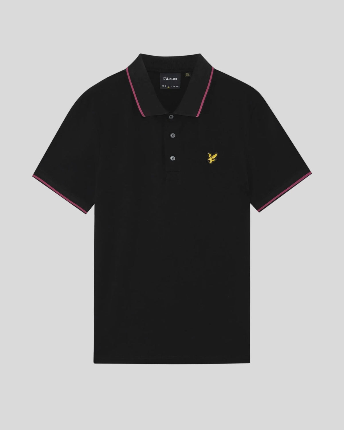 Lyle & Scott Tipped Polo Shirt - Jet Black/Pink Flare