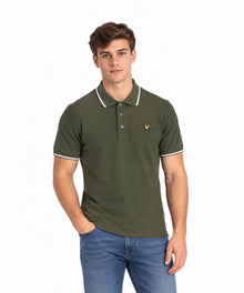 Lyle & Scott Tipped Polo Shirt - True Olive/White