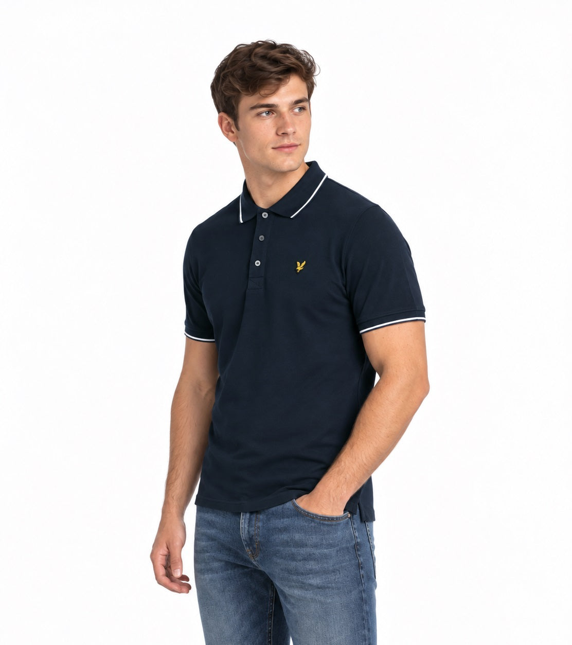 Lyle & Scott Tipped Polo Shirt - Dark Navy/White