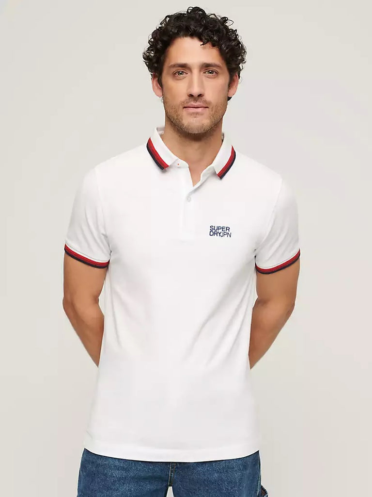 Superdry Sportswear Relaxed Tipped Polo Shirt - Brilliant White