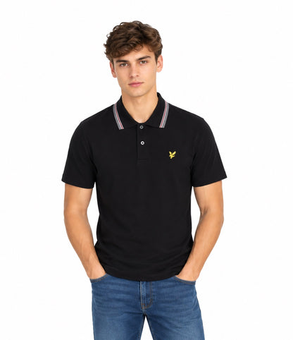 Lyle & Scott Tipped Track Polo Shirt - Jet Black