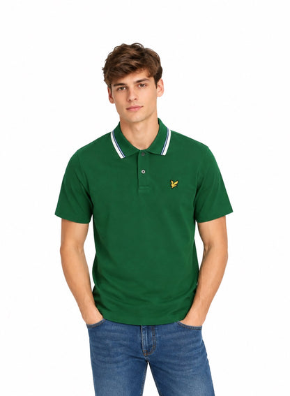 Lyle & Scott Tipped Track Polo Shirt - Clover Green