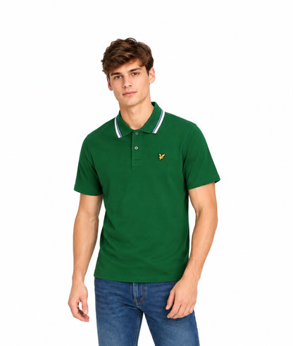 Lyle & Scott Tipped Track Polo Shirt - Clover Green