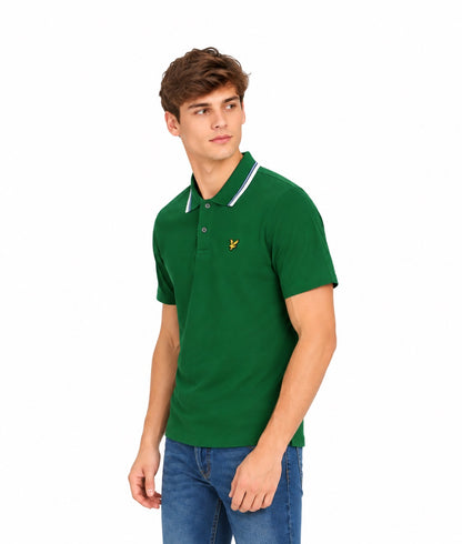 Lyle & Scott Tipped Track Polo Shirt - Clover Green