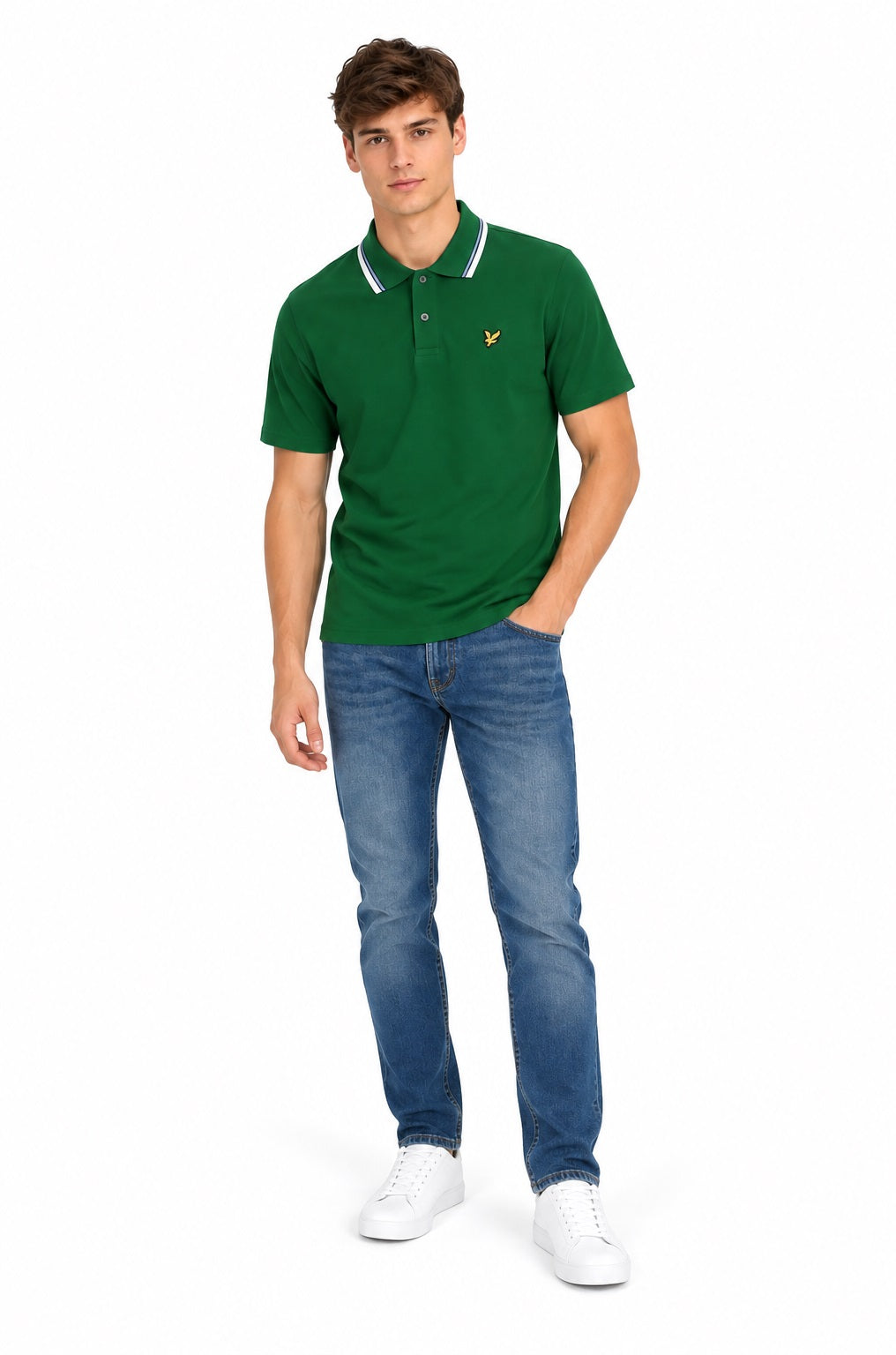 Lyle & Scott Tipped Track Polo Shirt - Clover Green