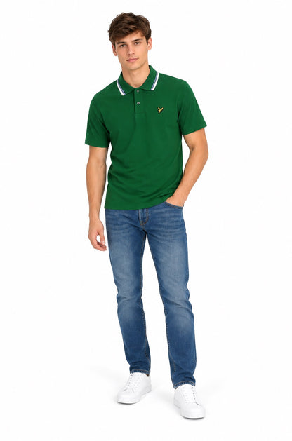 Lyle & Scott Tipped Track Polo Shirt - Clover Green