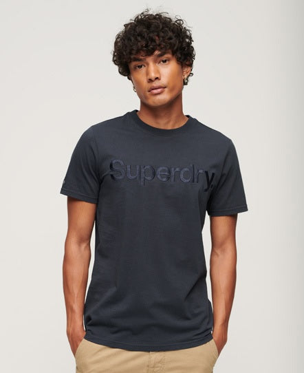 Superdry Tonal Embroidered Logo T-Shirt - Eclipse Navy