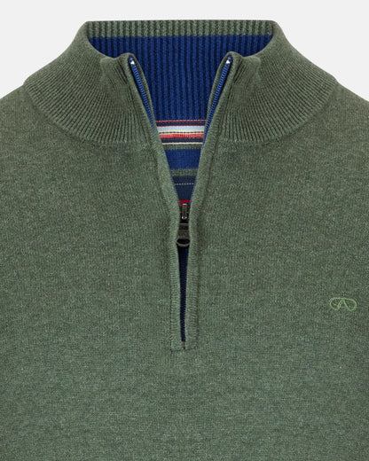 Andre Tory Half Zip Sweater - Olive