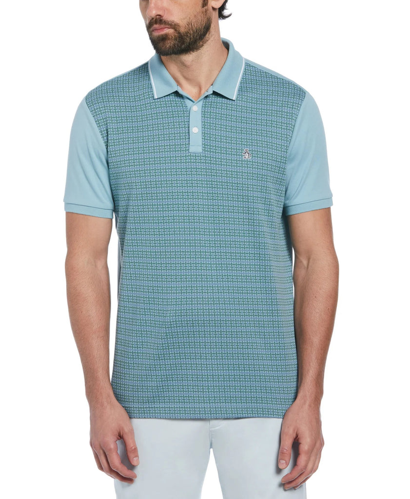 Original Penguin Jacquard Front Basketweave Pattern Polo Shirt - Tourmaline