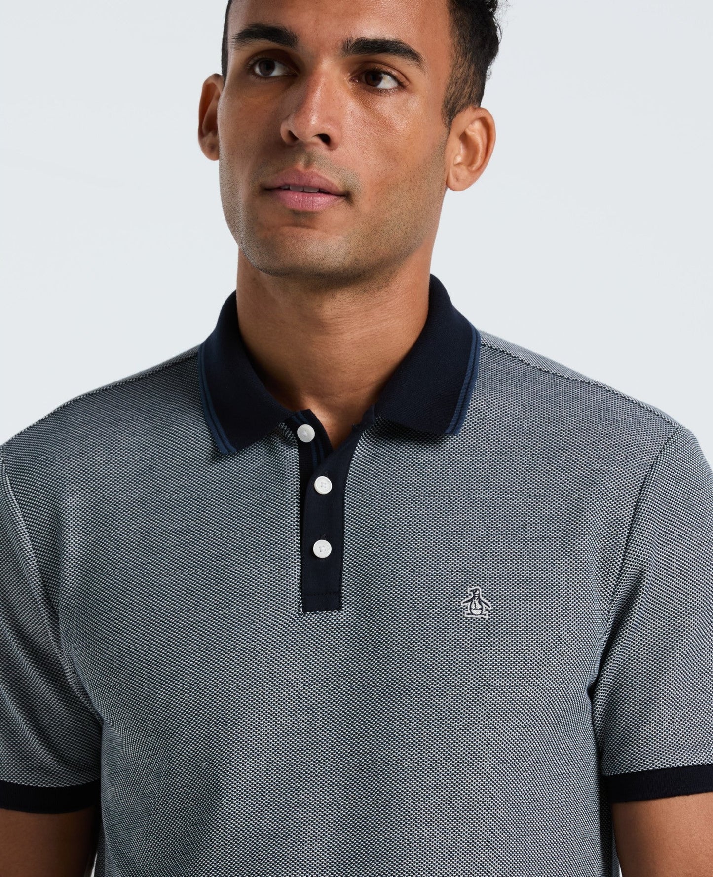 Original Penguin Tricolour Pique Polo Shirt - Dark Sapphire