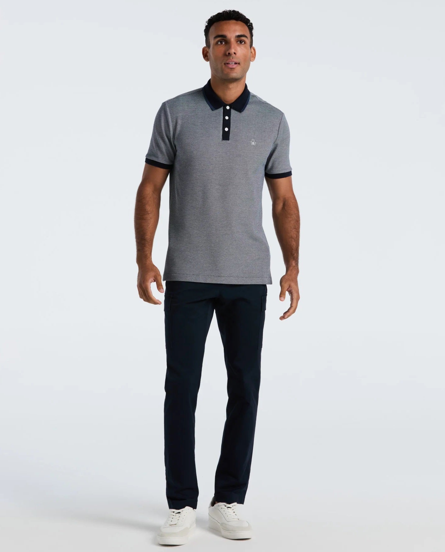 Original Penguin Tricolour Pique Polo Shirt - Dark Sapphire