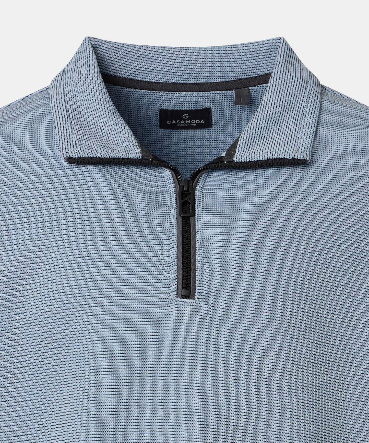Casa Moda Half Zip Troyer Sweatshirt 122 - Light Blue