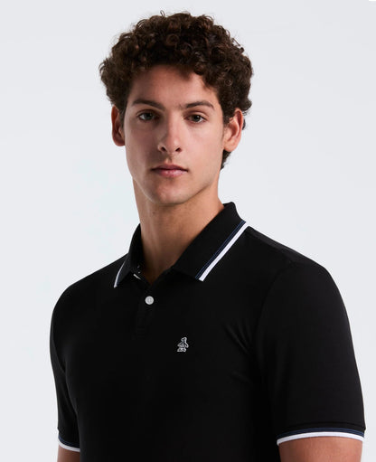 Original Penguin Sticker Pete Tipped Pique Polo Shirt - True Black