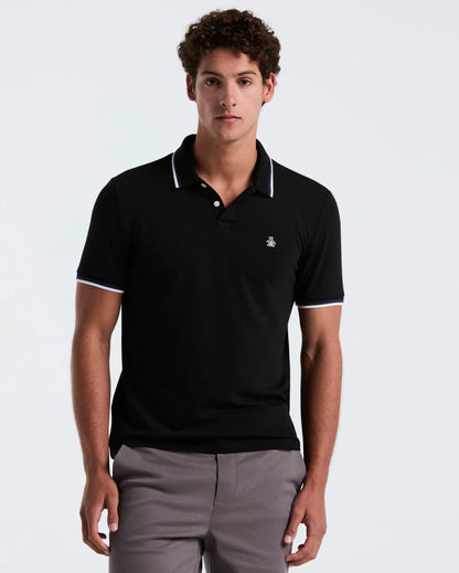 Original Penguin Sticker Pete Tipped Pique Polo Shirt - True Black