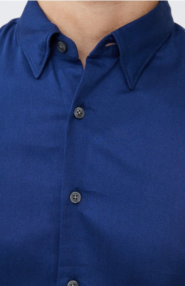 French Connection Long Sleeve Poplin Shirt - True Blue