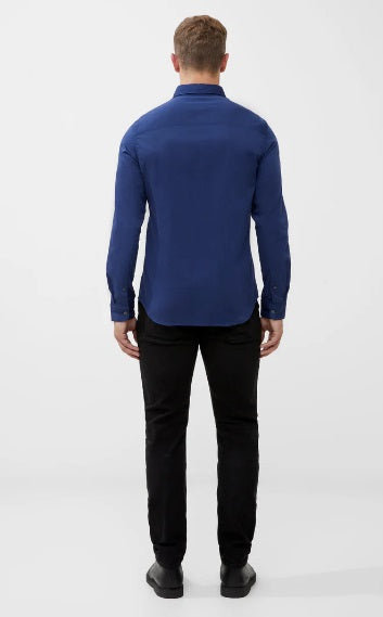 French Connection Long Sleeve Poplin Shirt - True Blue