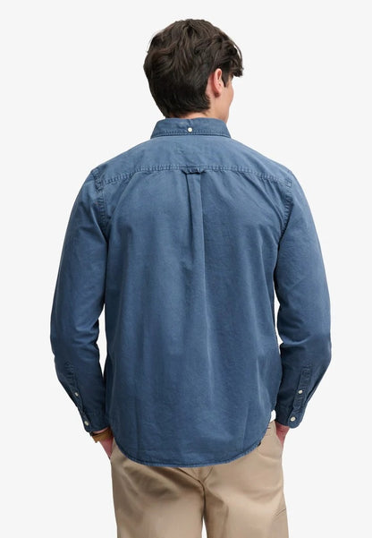Superdry Garment Dyed Long Sleeve Shirt - Tumbled Slate Blue