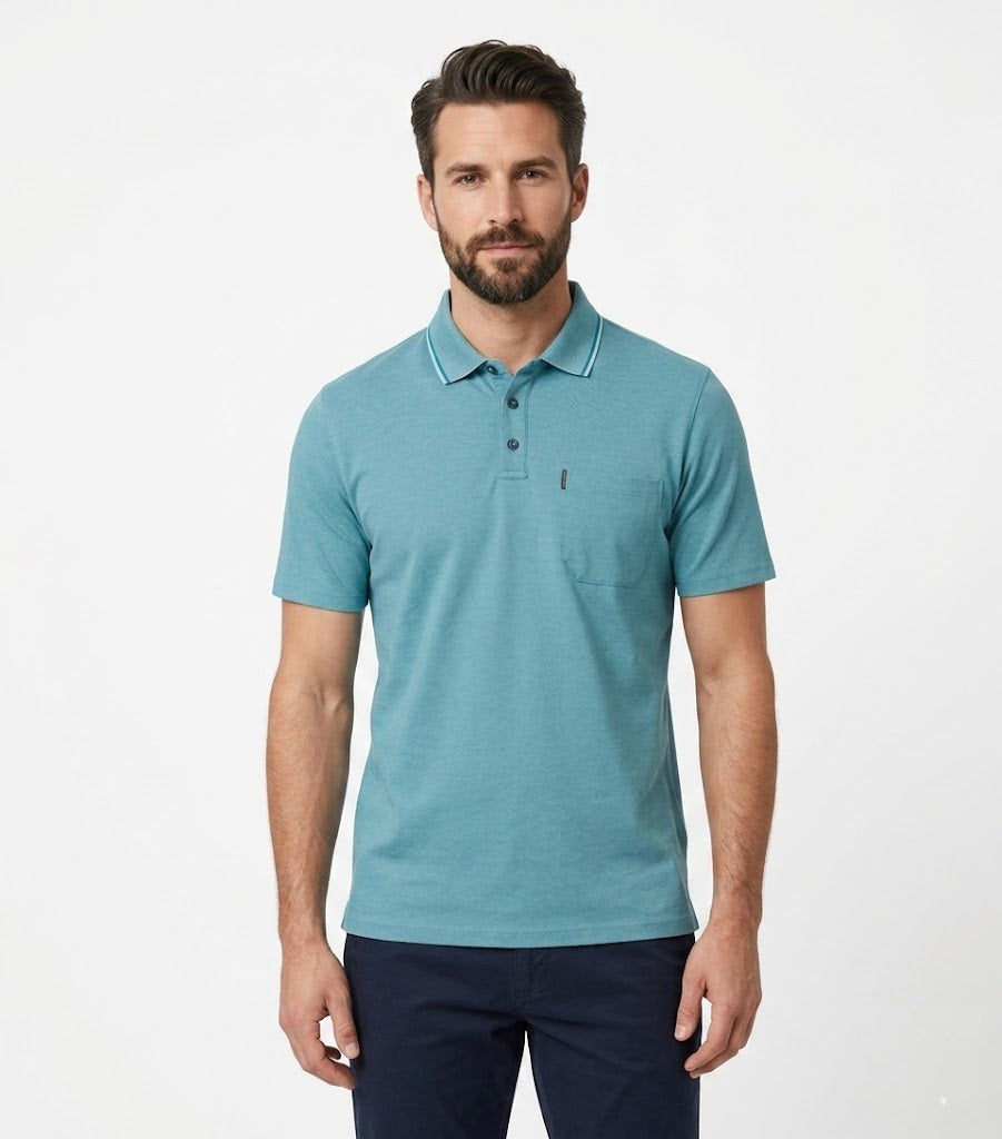 Casa Moda Short Sleeve Polo Shirt 397 - Turquoise