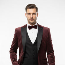 White Label Jacob Tapered Fit Satin Tuxedo Jacket - Burgundy