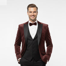 White Label Jacob Tapered Fit Satin Tuxedo Jacket - Burgundy