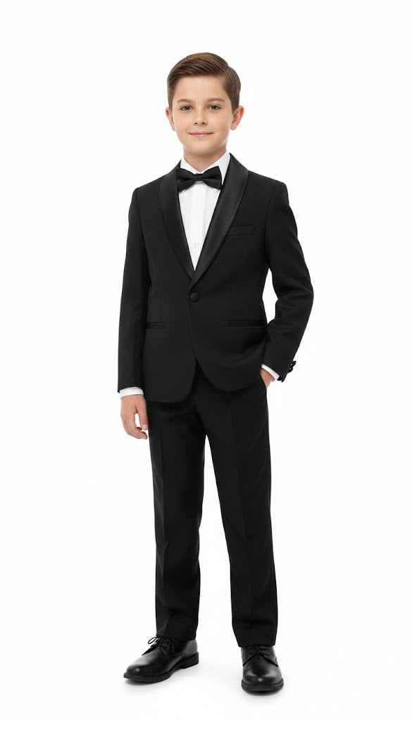 Boys Standar Ben 2 Piece Tuxedo Suit - Black