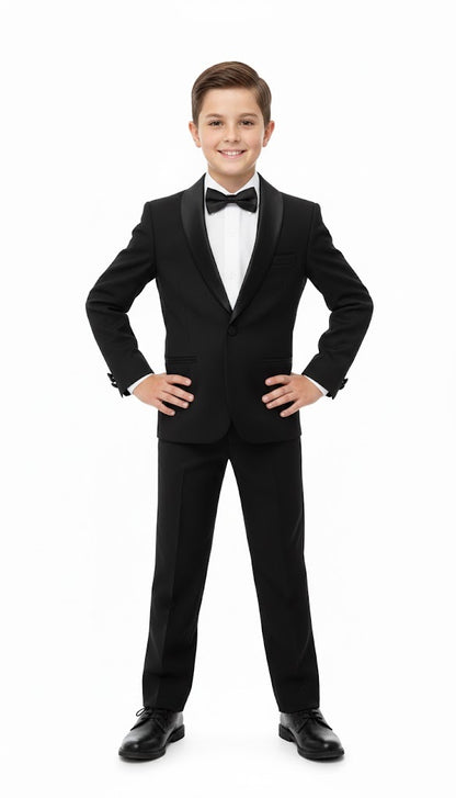 Boys Standar Ben 2 Piece Tuxedo Suit - Black