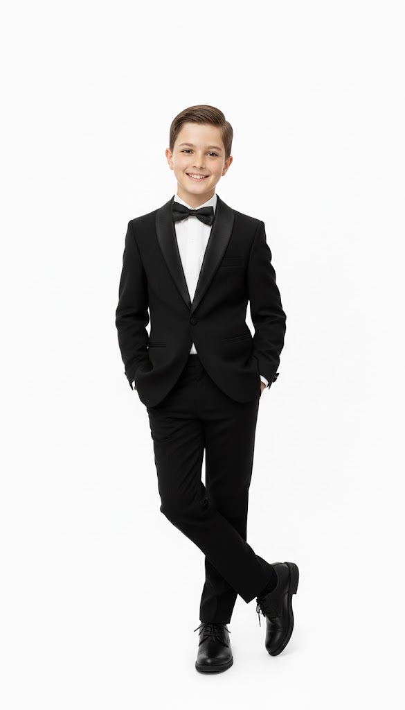 Boys Standar Ben 2 Piece Tuxedo Suit - Black