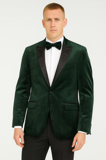 White Label Jacob Tapered Fit Satin Tuxedo Jacket - Dark Green