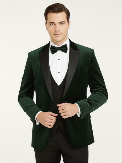 White Label Jacob Tapered Fit Satin Tuxedo Jacket - Dark Green