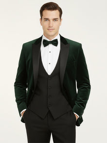 White Label Jacob Tapered Fit Satin Tuxedo Jacket - Dark Green